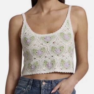 Nordstrom NEW Avec Les Filles Crochet Heart Crop Top